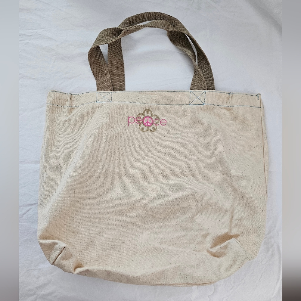Peace & Flowers Canvas Bag - Picture 2 of 3